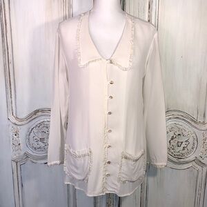 Tea & Scones Vintage Long Sleeve Cottagecore Tea Coat Size Small 100% Rayon